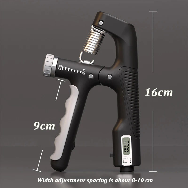5-100kg Adjustable Hand Grip Strengthener Arm Muscle Exerciser, Spec:  Electronic Counter Gray